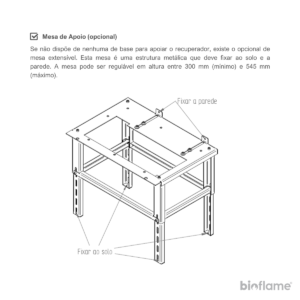 Mesa de apoio opcional para o Recuperador de Calor a Pellets - Fogo Montanha Square D.