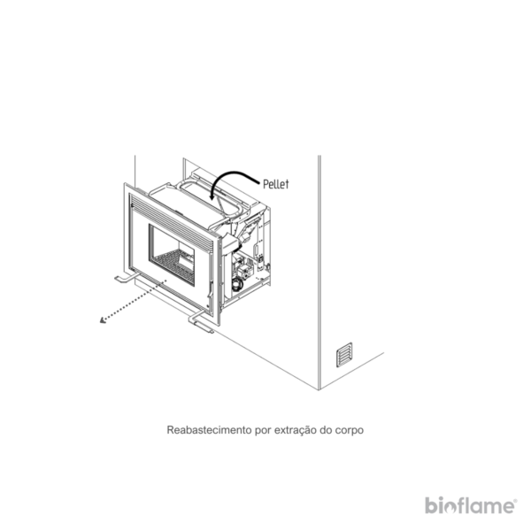 Desenho do sistema de reabastecimento do Recuperador de Calor a Pellets – Solzaima Fire