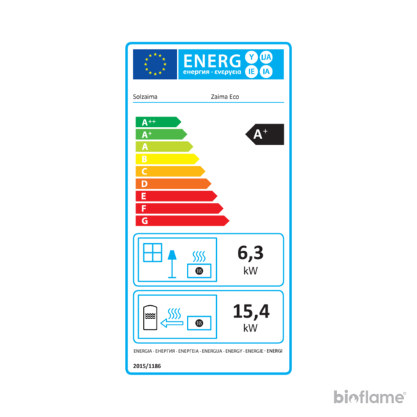 Etiqueta energética A+ do Recuperador de Calor para Aquecimento Central a Lenha - Solzaima Zaima Eco