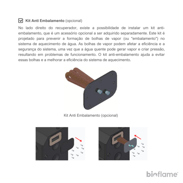 Desenho do opcional kit anti embalamento do Recuperador de Calor para Aquecimento Central a Lenha - Solzaima Zaima Eco