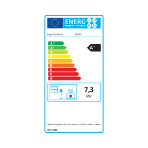 Etiqueta energética A+ da Salamandra a Lenha Fogo Montanha Round SR500