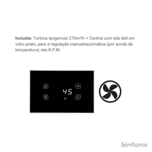 Recuperador de Calor a Lenha Bronpi Cairo 70 - Turbina Tangencial e Central com Tela Tátil