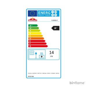 Etiqueta de classificação energética A+ do recuperador de calor a lenha Bronpi Florida P