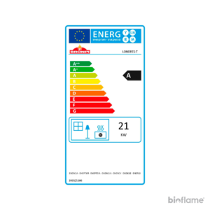 Etiqueta de classificação energética A+ do Recuperador de Calor a Lenha Bronpi Londres T.