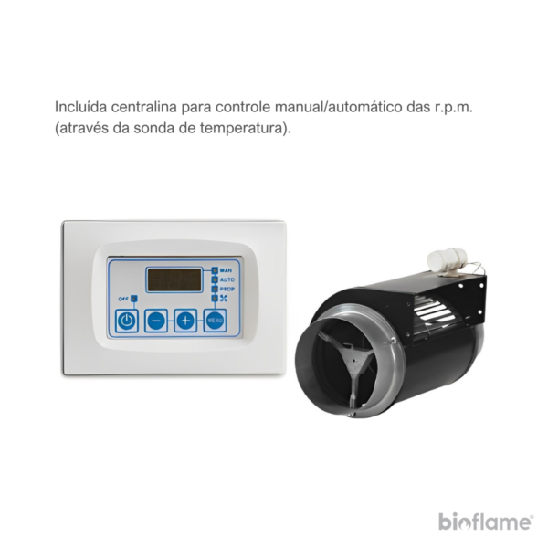 Recuperador de calor a lenha Bronpi Londres T com centralina incluída para controle manual/automático das r.p.m.