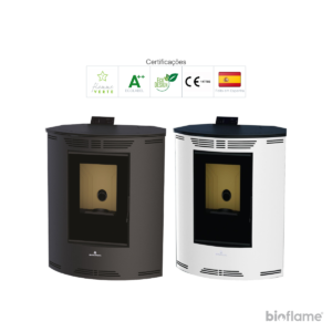 Certificações Ecodesign e Flamme Verte 7 Estrelas da Salamandra a Pellets Canalizável - Biobronpi Princesa Canto.