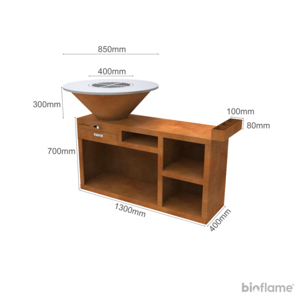 Dimensões do produto: 2mm de espessura do corpo, 10mm de espessura do cooking plate, peso total de 152 kg.