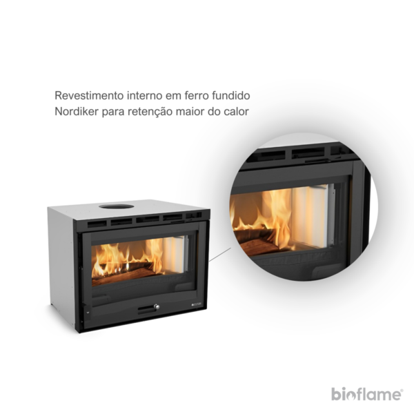 Recuperador de Calor a Lenha com Ventilação - Nordica Extraflame Inserto 70 H49 4.0 com revestimento interno destacado