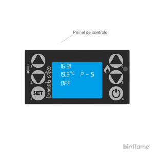 Painel de controlo da salamandra a pellets Invicta Ove Plug in Auto.