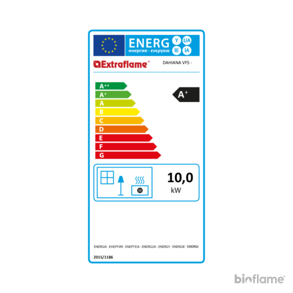 Classificação energética A+ da Salamandra a Pellets com Ventilação Nordica Extraflame Dahiana VFS