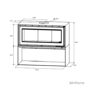 Desenho técnico da Salamandra a Lenha ADF Linea 100 L Dupla Face