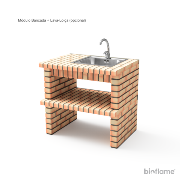 Módulo Bancada + Lava-Loiça opcional para combinar com a Churrasqueira Movelar Luxor Short