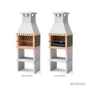 Churrasqueira Movelar Niza Zon Plus com braseiro e Churrasqueira Movelar Niza Zon Plus sem braseiro lado a lado.