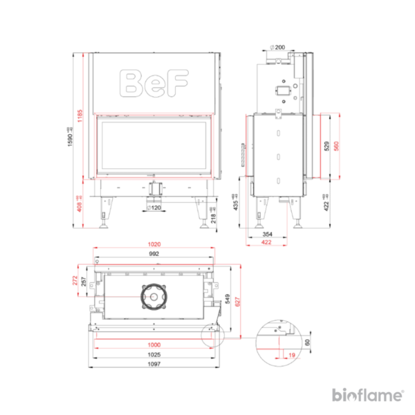 Desenho técnico do Recuperador de Calor BeF Twin V 10 Aquatic II