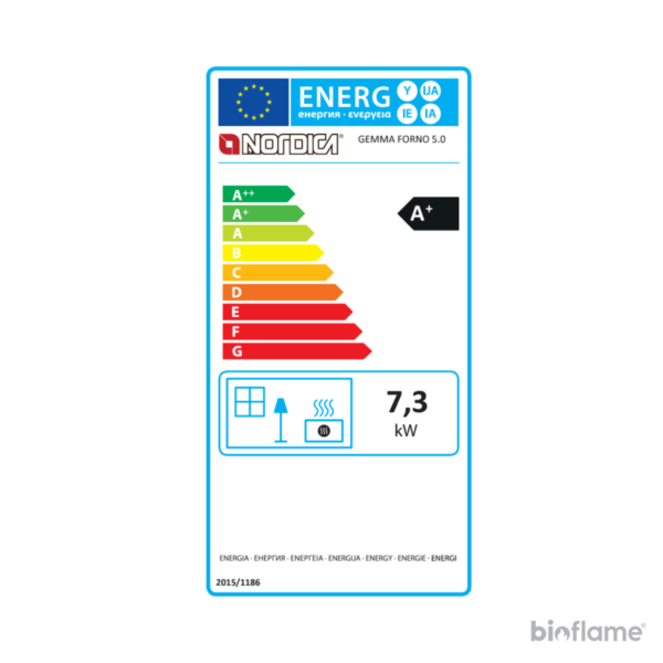 Etiqueta energética A+ da Salamandra a Lenha com Forno - Nordica Extraflame Gemma Forno 5.0 Ceramica.