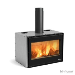 Recuperador de calor a lenha - Nordica Extraflame Inserto 80 EPS Wide em fundo branco.