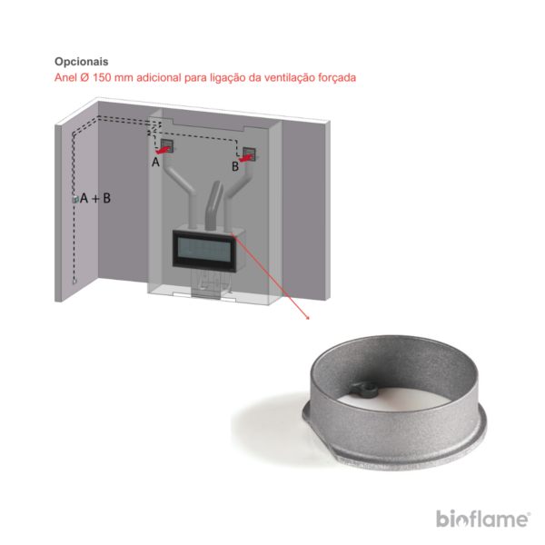 Anel adicional para ventilação forçada do Recuperador de calor a lenha - Nordica Extraflame Inserto 80 EPS Wide.