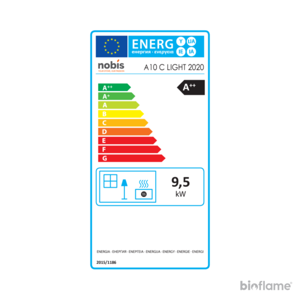 Etiqueta energética A++ da Salamandra a Pellets Nobis A10 Light 2020