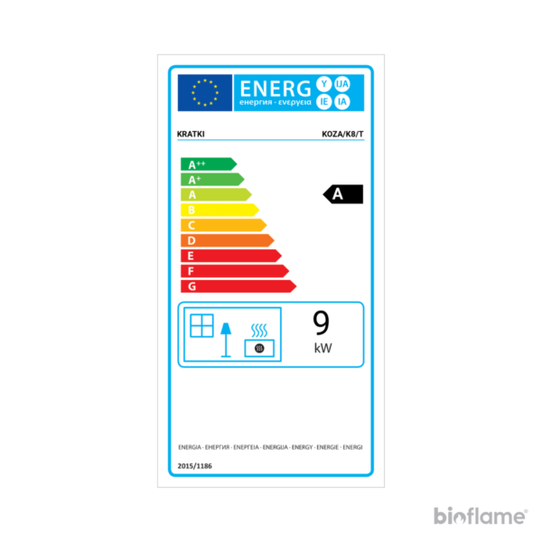 Classe energética A da Salamandra a Lenha em Ferro Fundido Dupla Face - Krakti Koza K8 T