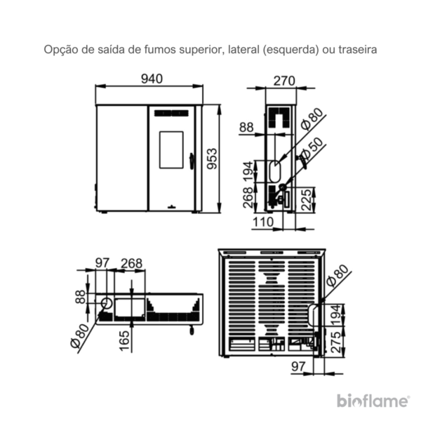 Desenho técnico da Salamandra a Pellets – Biobronpi Lupe.